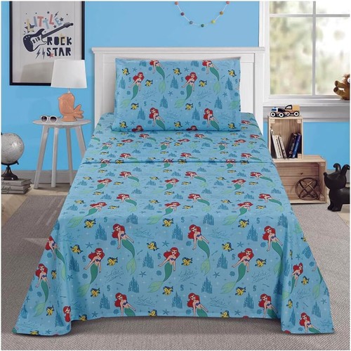 Little Mermaid Ariel Twin Size Bedsheet 3 Piece Set - Picture 2 of 3