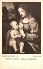Vintage Postcard Ambrosiana Bernardino Luini Madonna Col Bambino