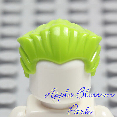 Short Swept Back Widows Peak Joker Head Gear NEW Lego Minifig Lime GREEN HAIR