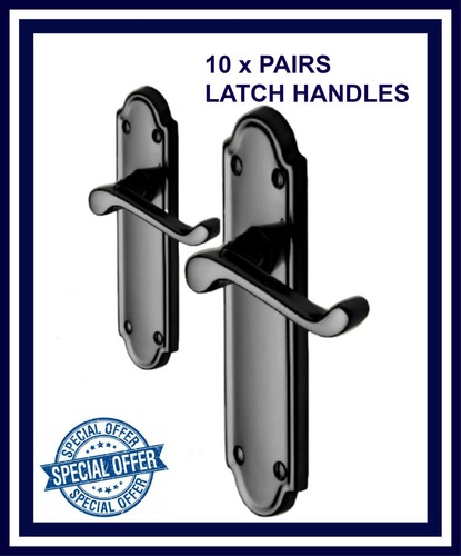 Manijas de puerta de palanca negro níquel desplazamiento victoriano interior Ashford 1-10 pares D1 - Imagen 24 de 25