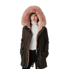Mackage Coat Chara Parka Army Blush Women Rabbit Fur Xs/uk6-uk8 Fit Never Worn