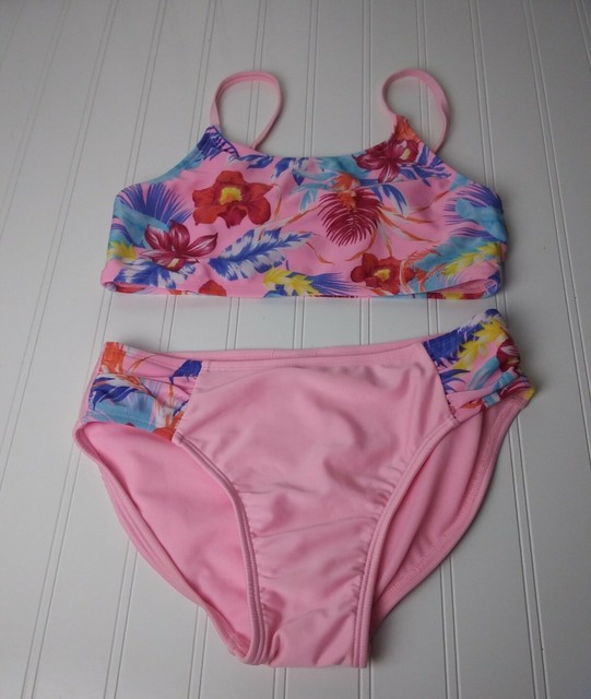 Art Class swimsuit Girls Bikini L 10/12 Pink/ Floral Pattern Two Piece ...