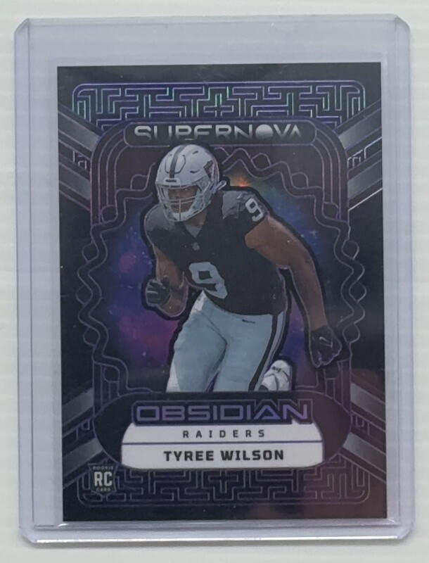 2023 Obsidian Tyree Wilson Purple Etch Supernova Rookie RC #17/75 Raiders