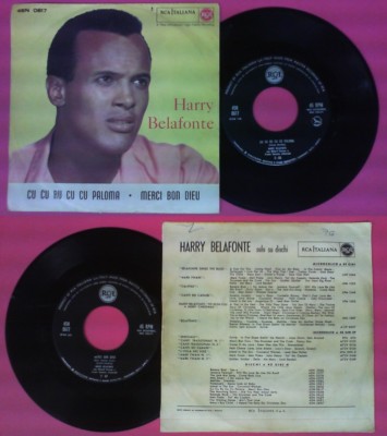 *LP 45 7''HARRY BELAFONTE Cu cu ru cu cu paloma Merci bon dieu italy (QSB2)