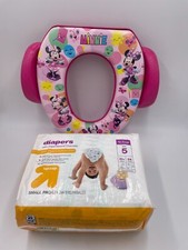 Lot of 2 Potty Training/Diapering Items Minnie Mouse Potty Seat  Size 5 Diapers