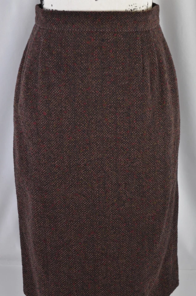 Emanuel Ungaro Parallele Women's Skirt Size 8 Wool Brown Back Zip A-Line Career - Image 3 of 4