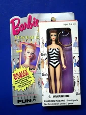Basic Fun Mattel 1995 #700-1 Barbie Doll Mini Keychain w/Black/white Suit MIB