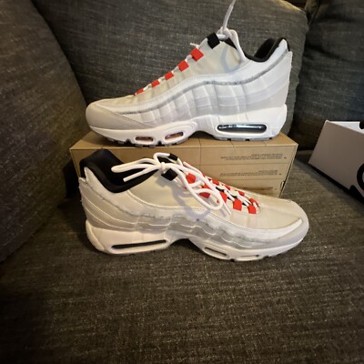 NIKE AIR MAX 95 SE LIGHT BONE-HABANERO RED-BLACK SZ 11.5