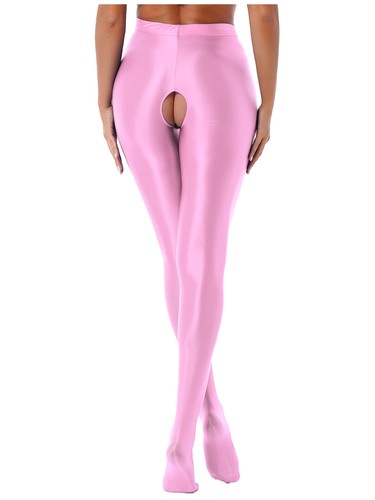 Collant donna alto elasticizzato lucido olio collant traslucido calza sexy scintillante - Foto 53 di 117
