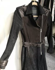 Cappotto ALL SAINTS lusso biker pelle scamosciata LIA MAC UK 6, 8 RRP $830