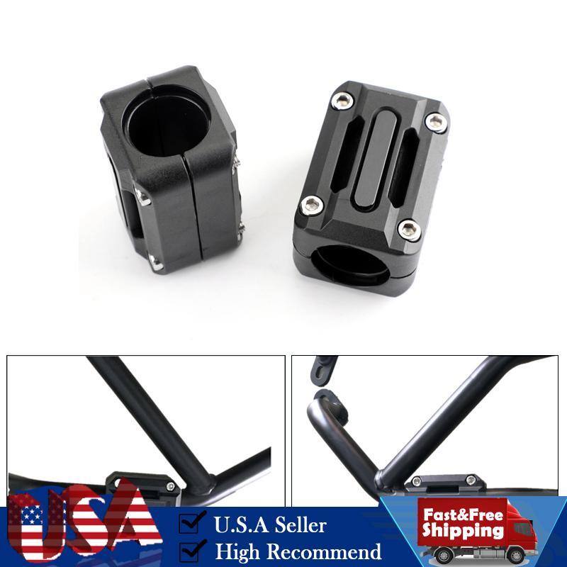 2X 25Mm Engine Frame Bar Protection Ground Crash Slider Pad Black For Motorcycle