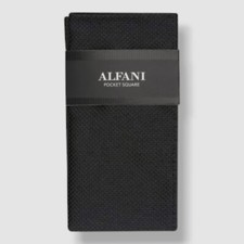 Alfani Men's Black Textured Basketweave Silk Pocket Square