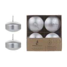 Mega Candles - Unscented 2" Floating Disc Candles - Silver, Set of 12