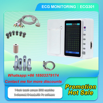 3-Channel 12-Lead 7-Inch Touch Screen ECG Machine (with Handbag & PC Software)