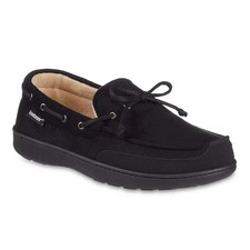 ISOTONER Men's Black Carter Boater Microsuede Moccasin Slippers Medium 8 - 9
