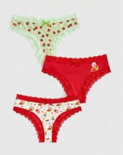 Strawberry Shortcake Panties Lace Soft Stretch M NWT Super Cute 3 Lot Cheeky