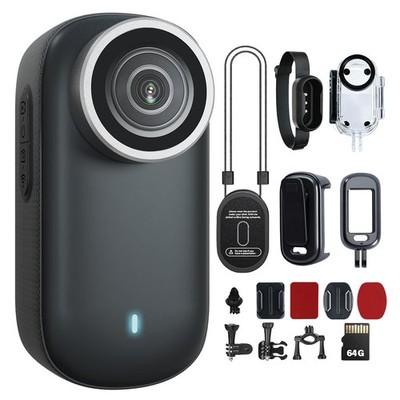 4K Mini Action Camera 64GB Thumb POV Portable Body Cam Wearable Video Recorde...