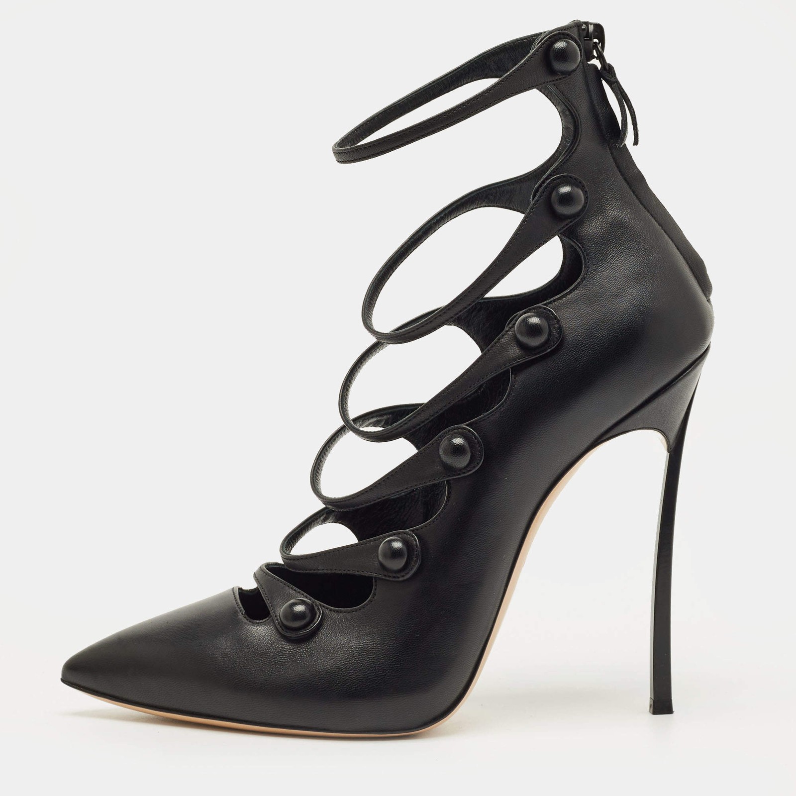 Gianvito Rossi Black Leather Strappy Pumps Size 38