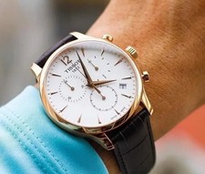 NEW TISSOT MENS WATCH TRADITION LEATHER BROWN STRAP WITH WHITE DIAL GENUINE