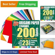  Standard 6 Inch One Sided 23 Colors 200 Sheets Square Easy Fold Japanese P...