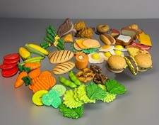 VTG Lot 75 Play Food Rubber-like Toys Kid Pretend Kitchen Vegetable Fruit Meat