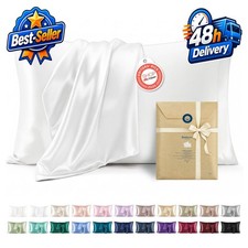 Bedsure King Size Satin Pillowcase Set of 2 - Pure White 20x36