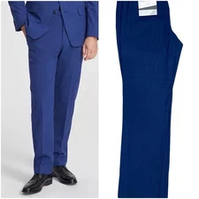 Perry Ellis Mens Modern fit Dress Pants 36/34 Medium Navy Blue Stretch New NWT