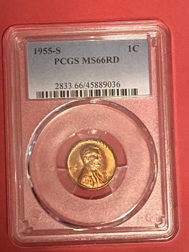 1955 - S United States Lincoln Small Cent - PCGS - MS66 - Red