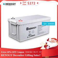 Renogy Deep Cycle AGM Battery 12 Volt 200Ah 2000A Max Discharge Current Off-Grid