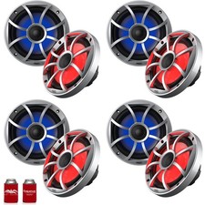 Wet Sounds OE-65ic-S-RGB 6.5" OEM Speakers Silver Grill and RGB Lighting 4 Pairs