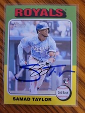2024 Topps Heritage Baseball Samad Taylor RC Rookie Card Signed IP Auto Royals. rookie card picture