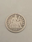 1845 Seated Liberty Silver Dime 10c