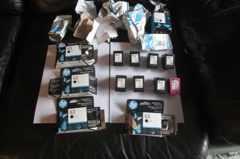 Lots Of 8 Genuine HP 63 Empty Ink Cartridges 7 black/1 tri