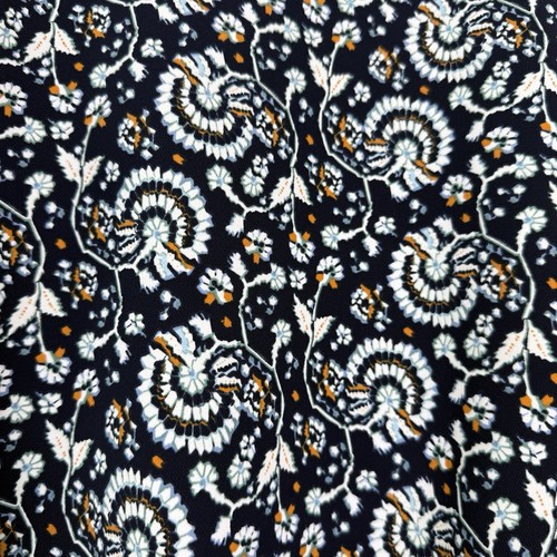 J Crew Belted Dress Size 14 Navy Blue Floral Paisley Lined Classic Office Modest - Picture 2 of 8
