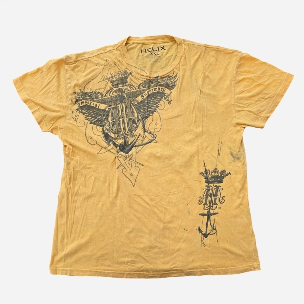 Helix Imperial Supremacy Angel Wings Graphic Tee Yellow Y2K Grunge 2XL