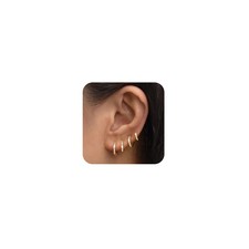 LEXODY Small Gold Hoop Earrings Set for Women, 14K Plated 16mm, gold