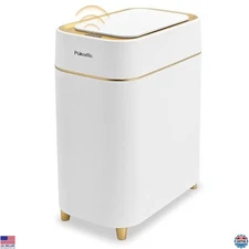 Pukomc Touchless 2.3 Gallon Smart Sensor Trash Can - Elegant White Gold Finish