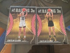 CAITLIN CLARK 2024 PANINI PAIR OF RED TARGET RAINING 3's / 2 CARD SET \