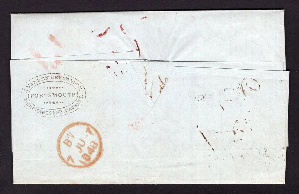 HAITI 1848 Cover to Germany. PORTSMOUTH SHIP LETTER. Boxed America per England - Image 2 of 4