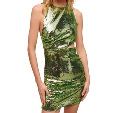 Maje NWT Sequined Cutout Halter Mini Dress Green Size 42EU- US XL