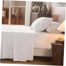 100 Linen Sheet Set King Size Extra Deep Pocket Fits Deep 22"-King 4PC White