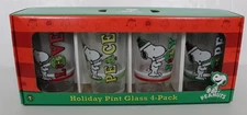 Snoopy Peace Love Joy Hope Christmas Pint Glass 4 Pack Tumblers Peanuts