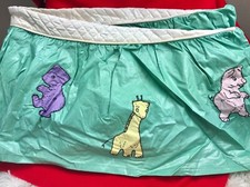 Vintage Baby Bassinet Dust Ruffle Skirt - Mid Century 1950's Animal Appliqu 