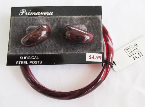 NUEVO Primavera Marrón Rojizo Lucita Pendientes y Brazalete Juego S210 - Imagen 2 de 3