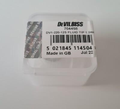  Devilbiss DV1 S 1.2 Spritzpistole Düse Flüssigkeit Spitze Brandneu DV1-220-12S 704458 .