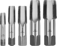 5-Piece NPT Pipe Tap Set, Sizes Includes 1/8", 1/4", 3/8", 1/2" and 3/4"
