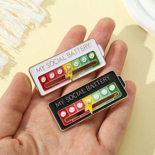 My Social Battery Mood Brooch Pin Interactive Enamel Badge Pins Corsage Badge UK - Picture 13 of 20