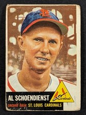 1953 Topps #78 Al Schoendienst St. Louis Cardinals PAPER LOSS ON BACK