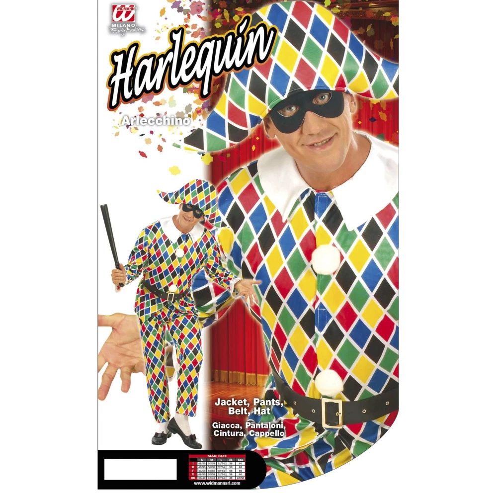 COSTUME VESTITO ABITO TRAVESTIMENTO CARNEVALE COSPLAY ADULTO - ARLECCHINO -  5779