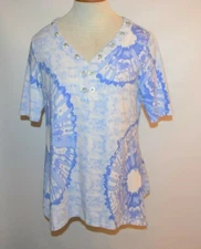 Multiples women’s M White tie dye  grommets Crystal around neck